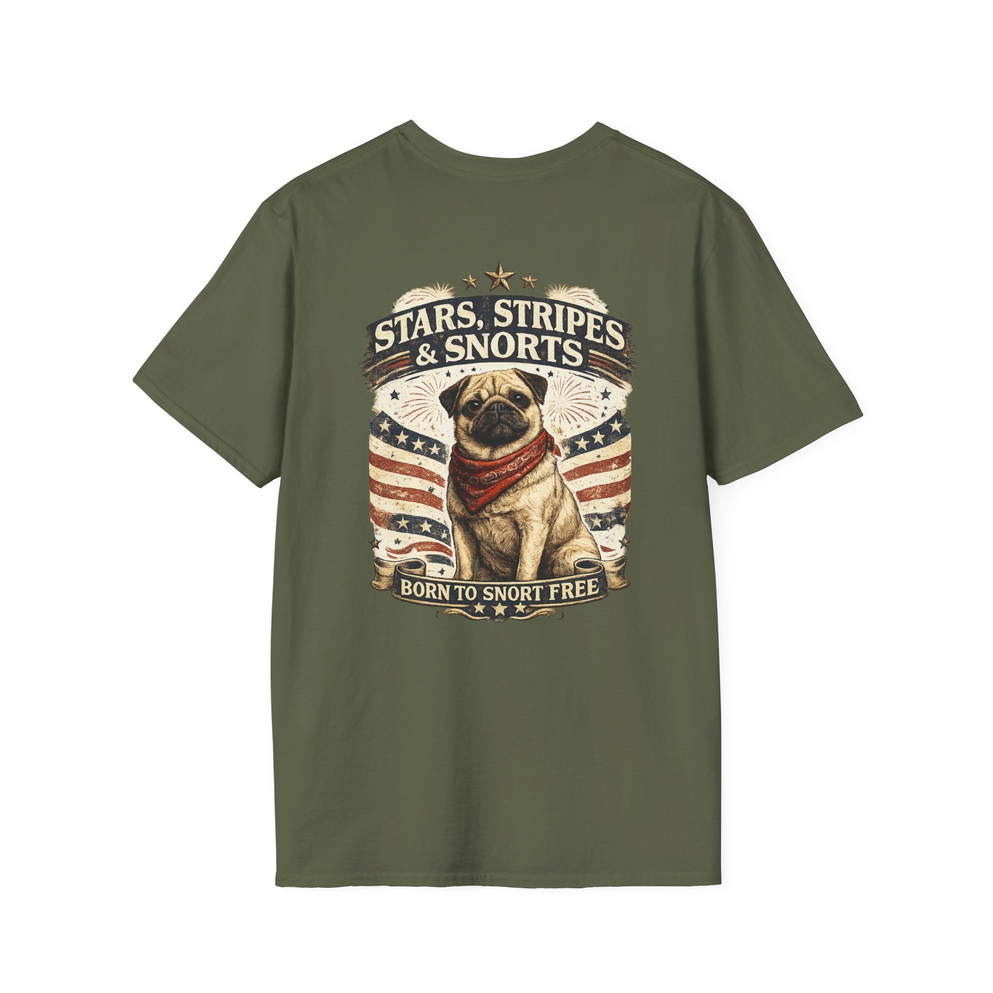 Stars, Stripes & Snorts Pug T-Shirt | Patriotic Dog Tee